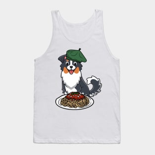 Cute Collie Dog is eating spaghetti Tank Top